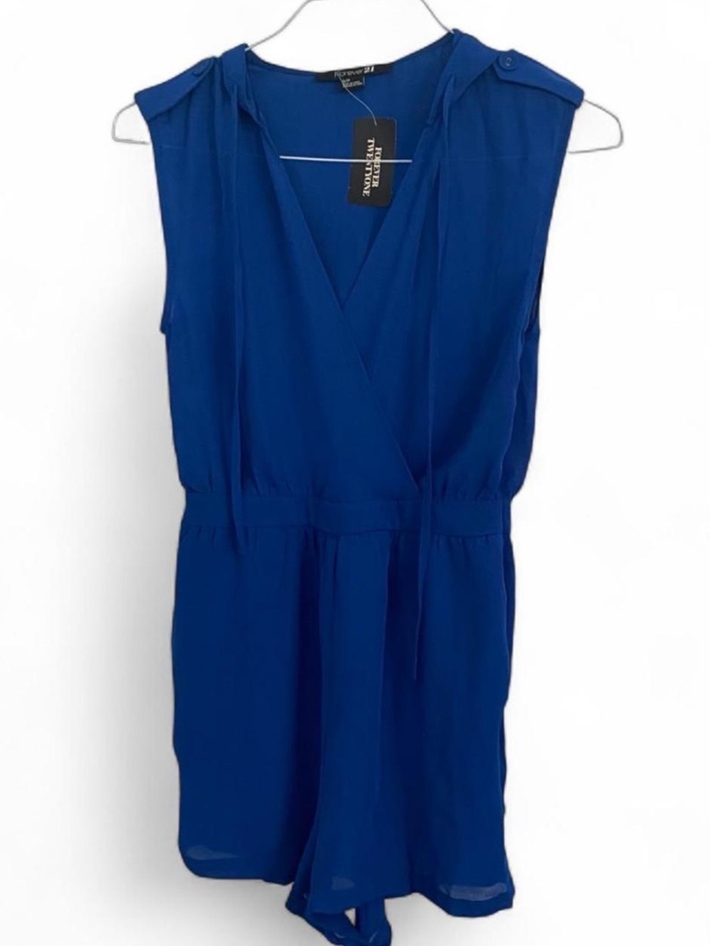 Chiffon Royal Blue Romper w Hood & Pockets